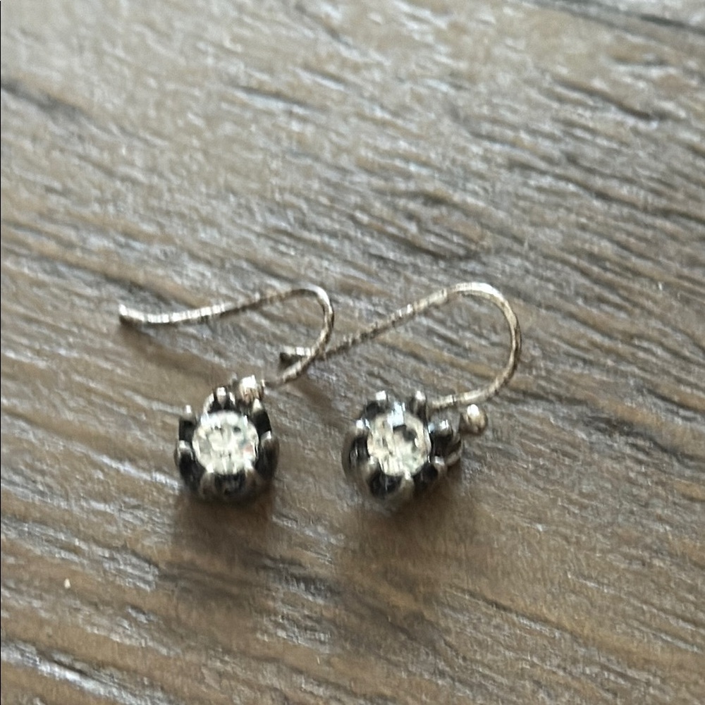 Stella & Dot Silver Dangle Earrings with Crystal Accents